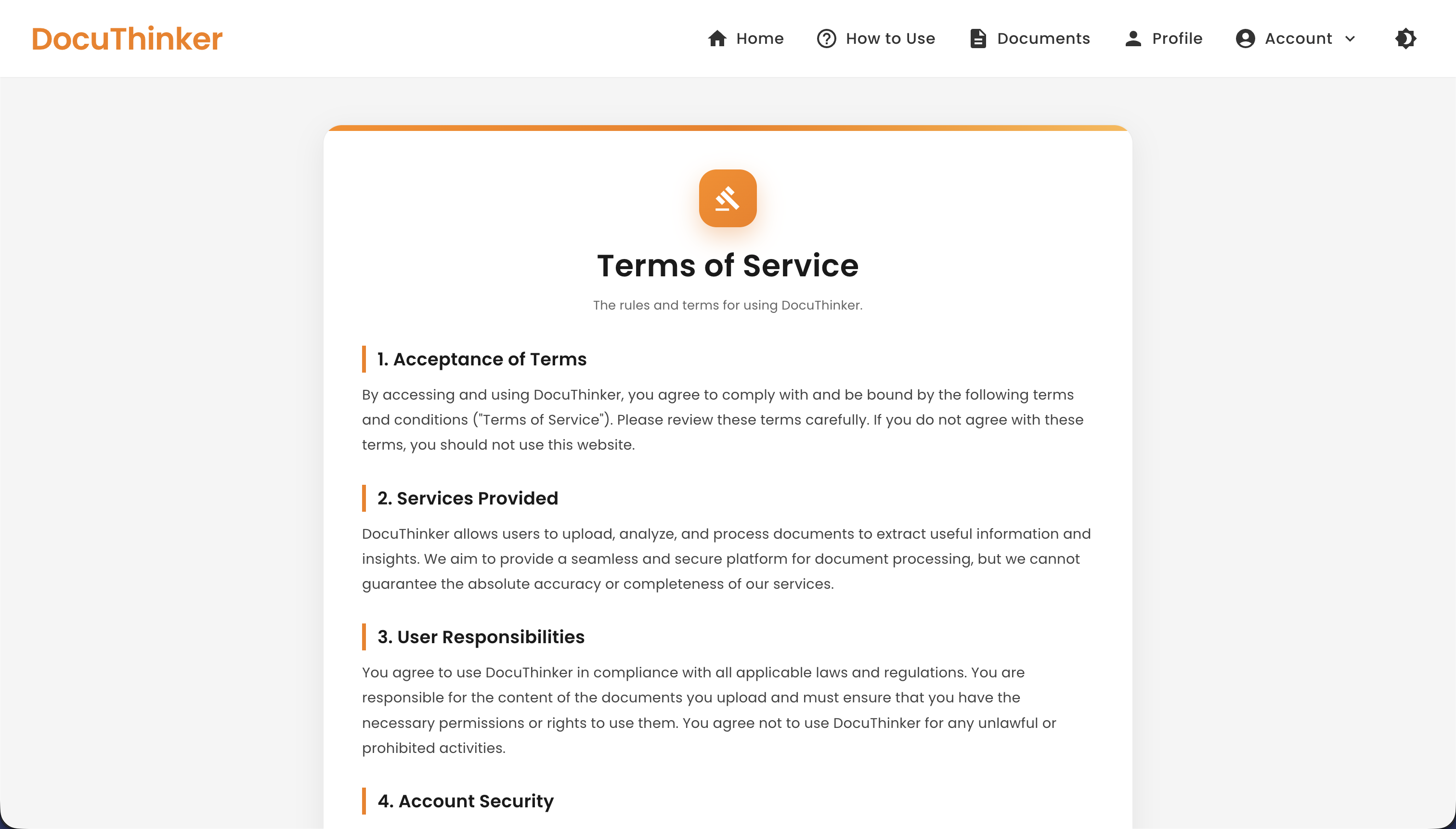 Terms of Service Page