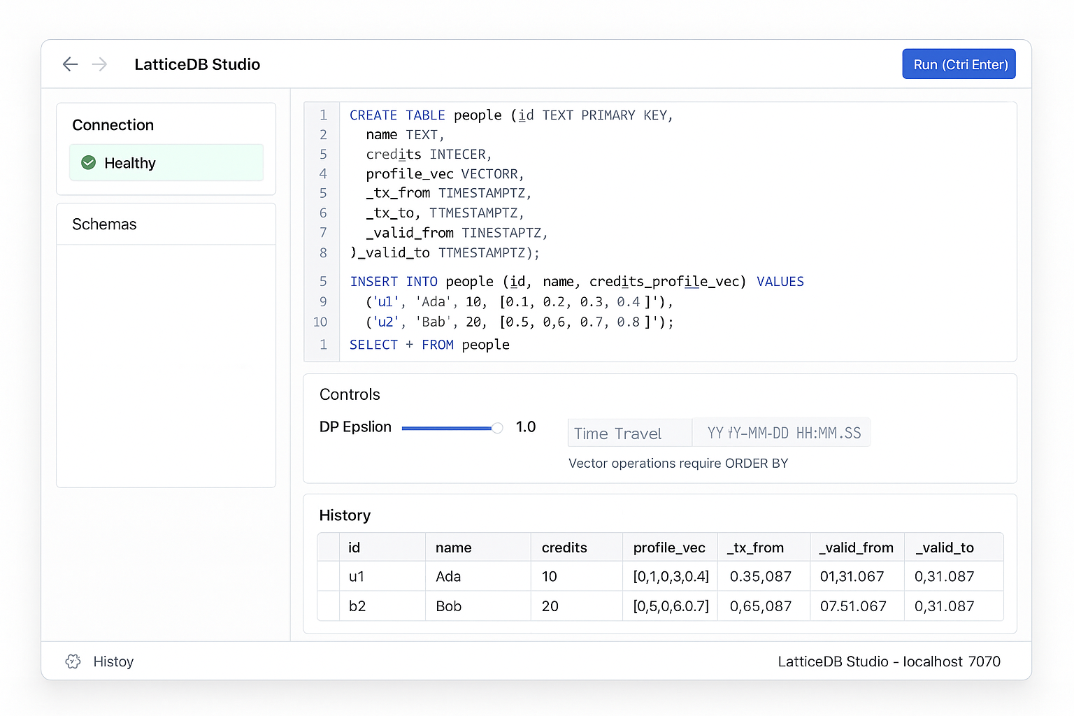 LatticeDB GUI Screenshot