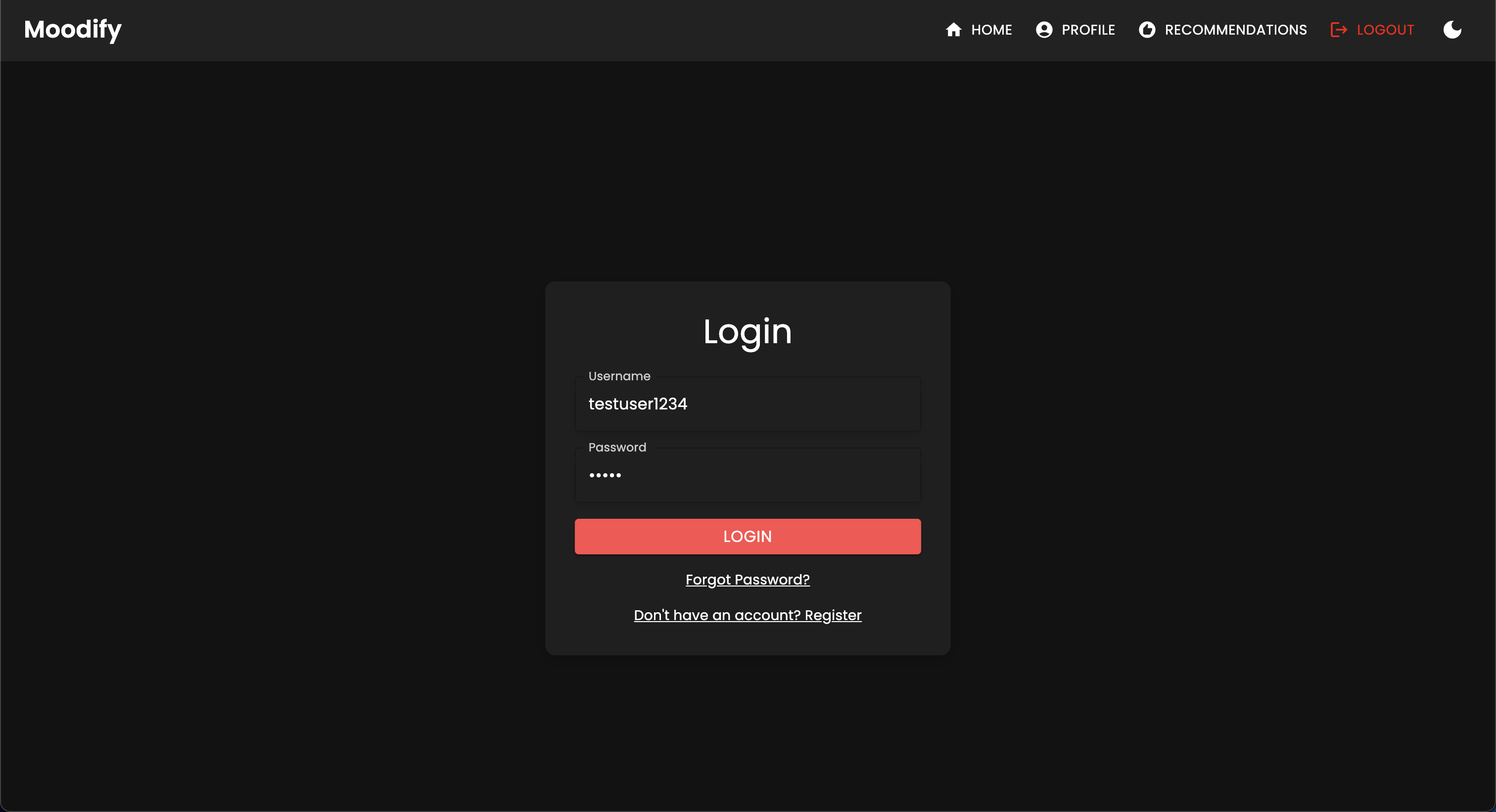 Login Page - Dark Mode