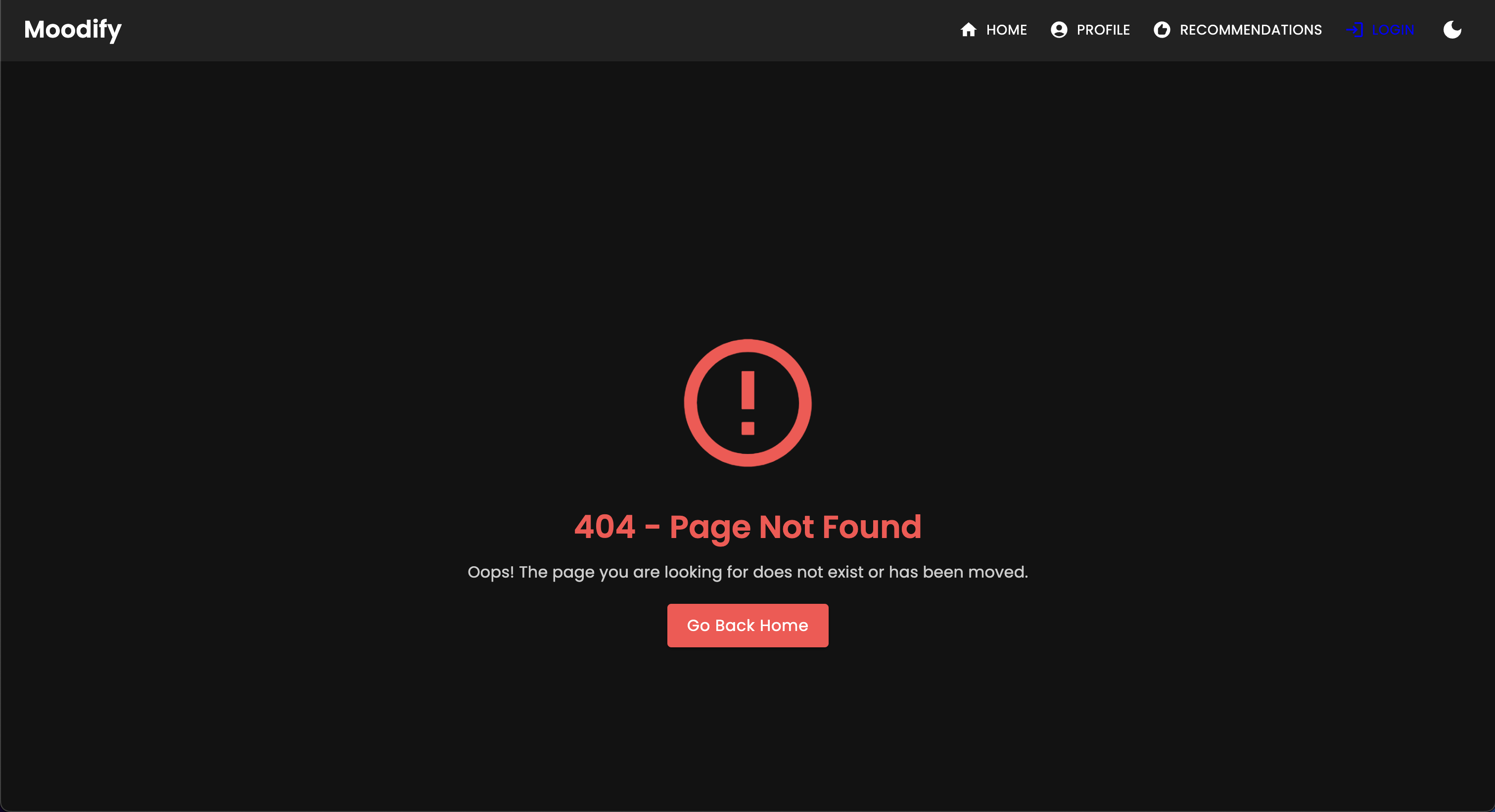 404 Not Found Page - Dark Mode