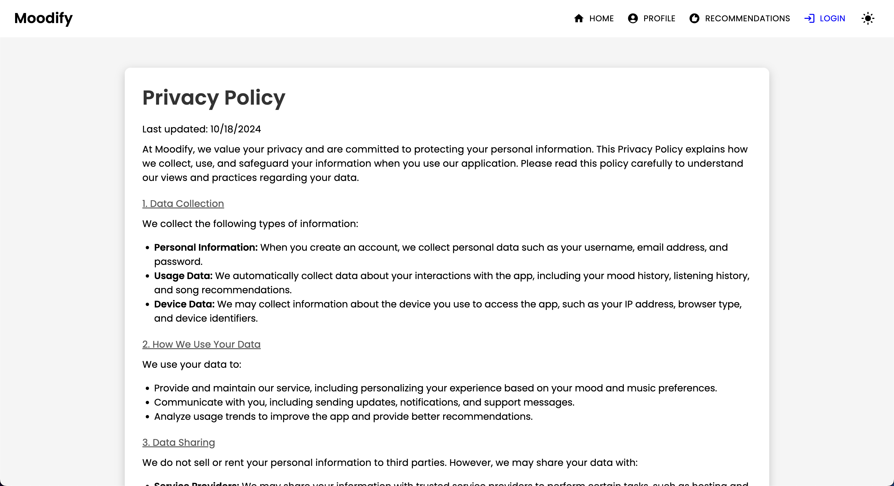 Privacy Policy Page