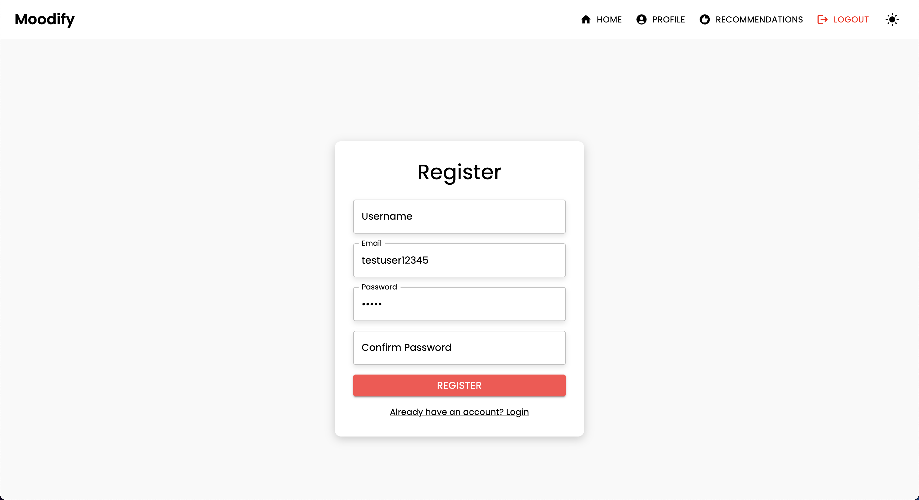 Registration Page