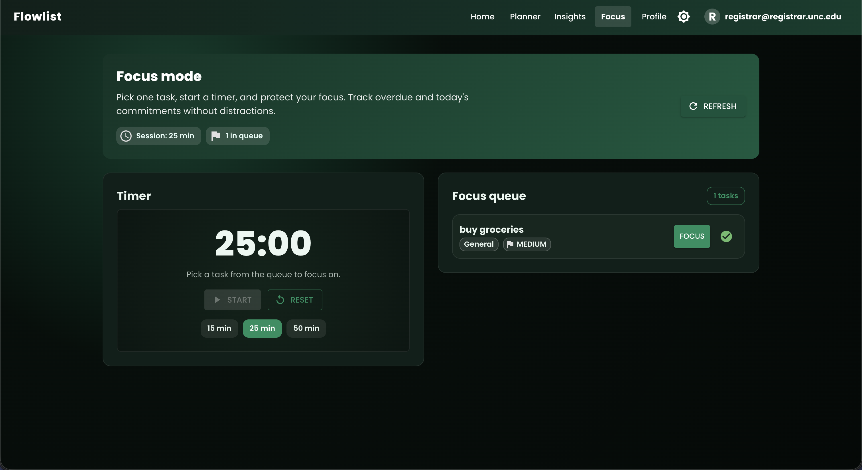Focus Mode in Dark Mode